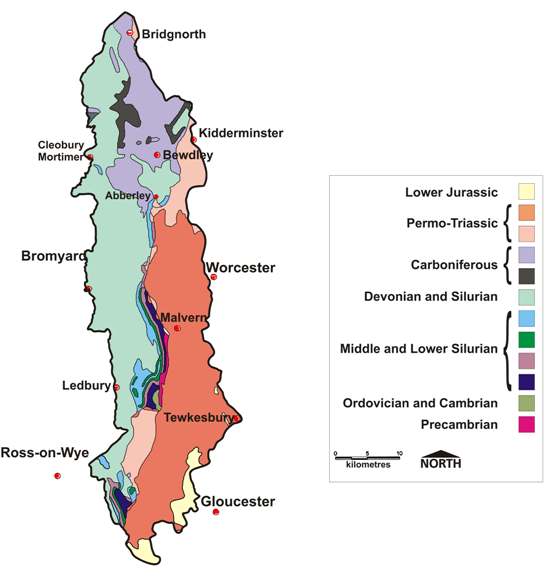 Abberley and malvern Hills Geopark Geology Map